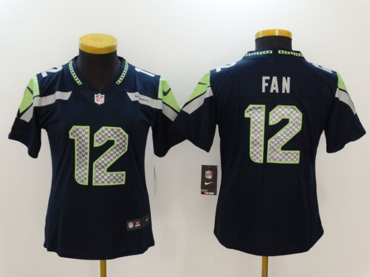 Women Seattle Seahawks 12 Fan Blue Nike Vapor Untouchable Limited NFL Jerseys